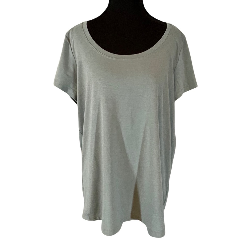 Athleta Stratus II‎ Tee Sage Green Short Sleeve Scoop Neck Yoga T-Shirt Size M